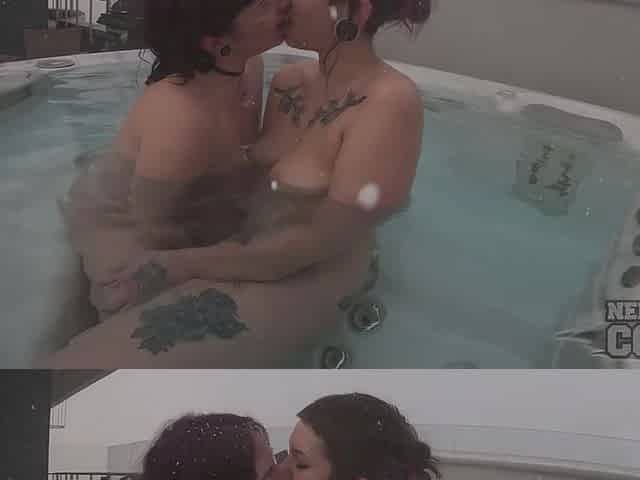 Snowy Day Underwater Jacuzzi Lesbians Dildo Playing Ellah With Sam