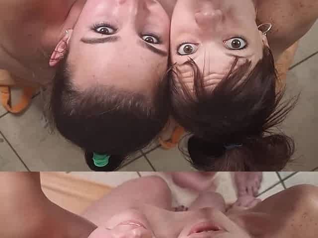Two Sluts Jerking My Dick in POV, Cum in Eye, Dirty Talk, Piss in Eyes