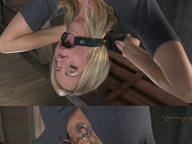 Widened legs slave drilled with toy yelling in BDSM porn
