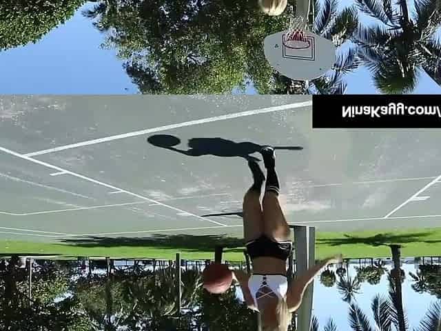 Large Booty Nympho Nina Kayy dunks her Trainer's large ebony balls in her own wet soaked hoop!