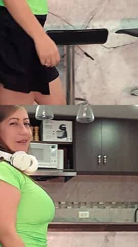 Riding Hard Latina MILF Stepmom in Gym Outfit, Fucked Rough, Big Tits Play and Cumshot in Mouth