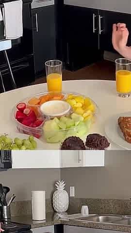 Lesbian Temptation at Breakfast