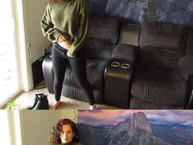Slow Striptease Out of Sweater and Jeans