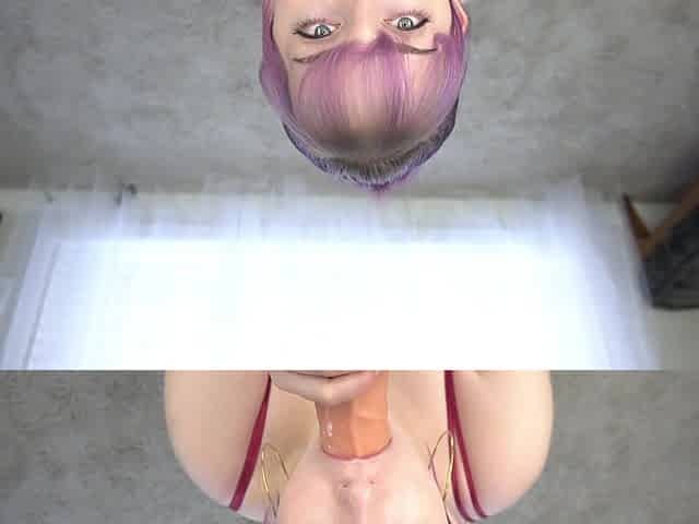 Voluptuous beauty's raw throat passion ignites with a daring toy display