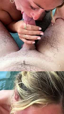 Hot busty Blonde enjoyed an outdoor handjob