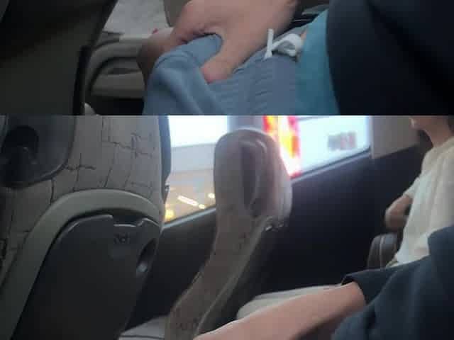 Got Hard Jock On Public Bus And Brunette hair Helped Me Cum