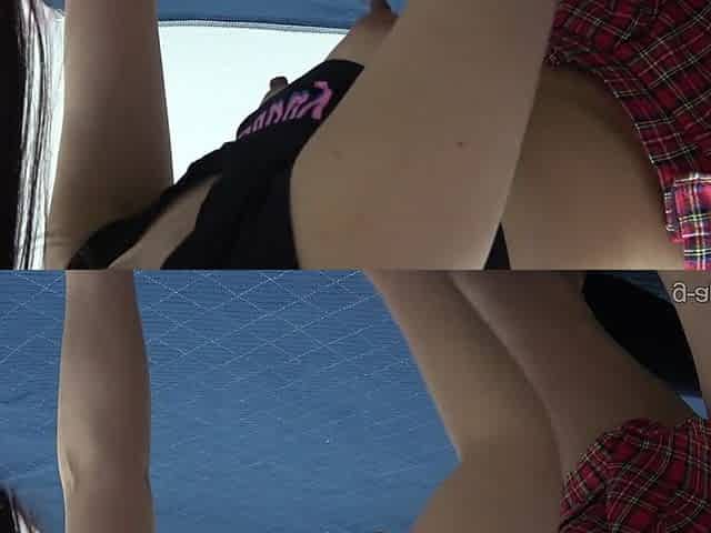 No Bra Short T-shirt, Student Miniskirt, Thong Panties, Knee-high Socks. Natural Tits Cute Japanese Girl Sexy Room Cleaning