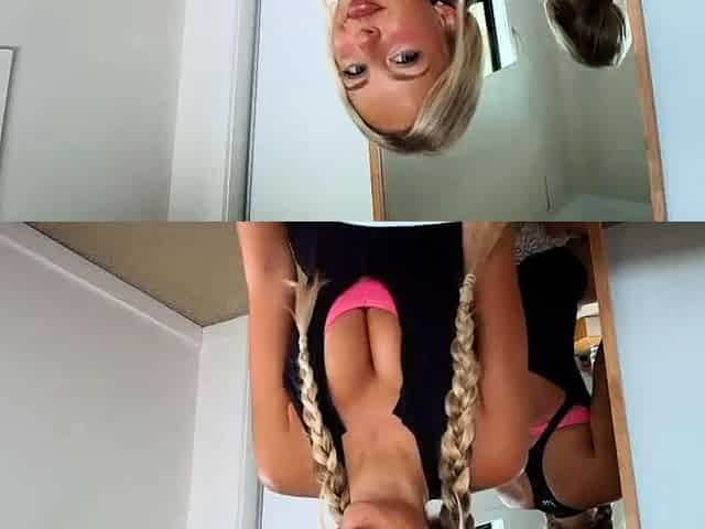 Super hot busty blonde babe fucks a big dick on webcam