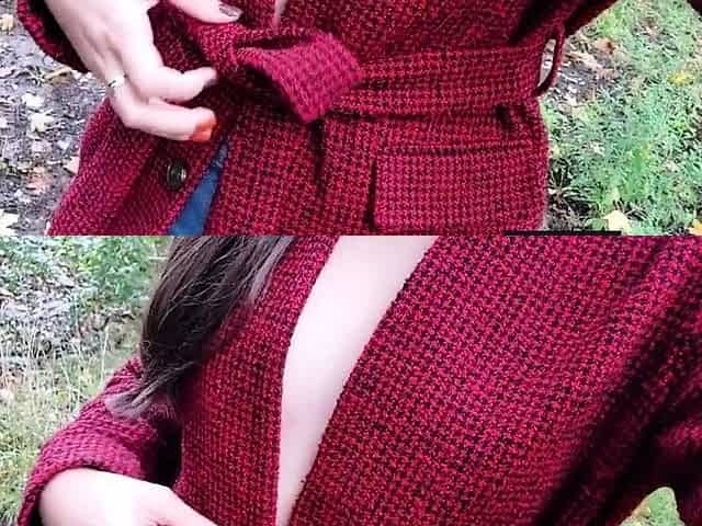 Risky Public Walk - Autumn Park Nudity