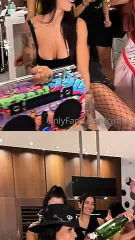 Busty curly brunette with big boobs fucks on couch