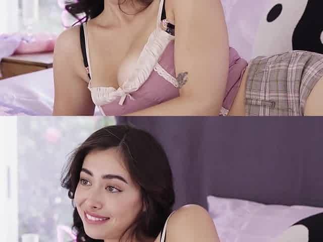 Chloe Surreal shakes big natural tits with sensual handjob