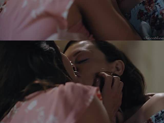 Two desperate housewives enjoy fucking each others pussies with strapon