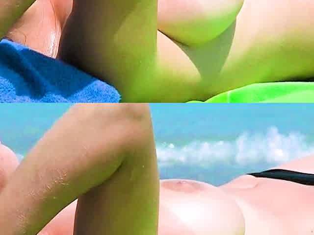 Smoothest nudist play in the warm water at a nudist beach
