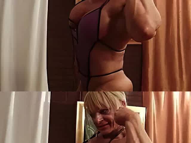 Female bodybuilder dominates guy