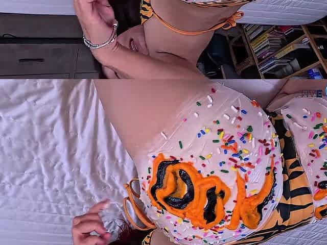 100K Subs Cake Smash! Mae Rainz Gets Booty Frosted & Vagina Creamed