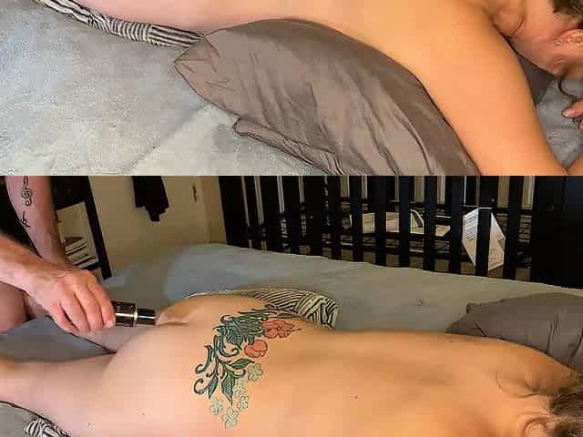 Romantic preggy massage with eating her vagina to shaking climax