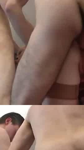 Threesome horny action with double penetration