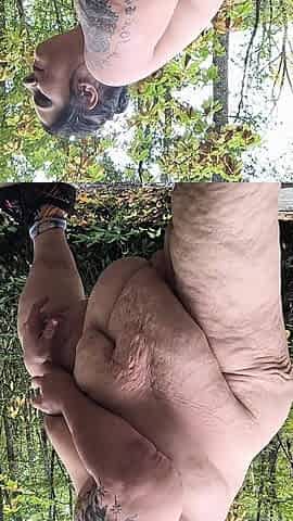 Chunky Slut in Woods Streaking Like a River She's Squirting a Pond Cumming on That Enormous Tree and Beyond