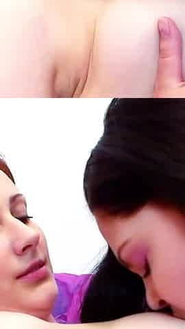 Two sexy curvy girls masturbate and lick each other