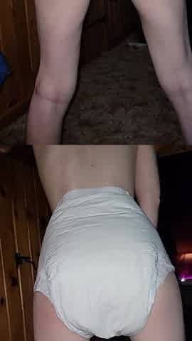 Diaper cutie likes pissing in diaper