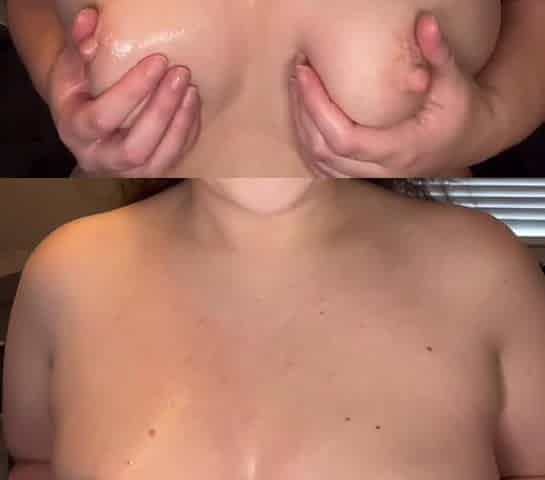 Rubbing My Oily Big Tits