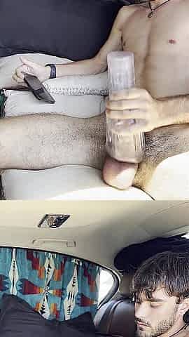 Youthful man slutty as bang at beach in car