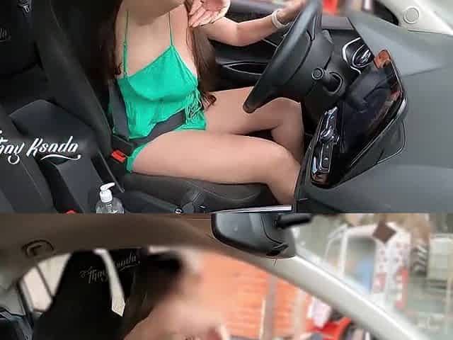 Hawt wife Thay Ksada is making advances towards the truck driver and letting him touch her tits and cunt.