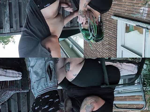 Blowing him during the time that we bbq and nearly get caught!