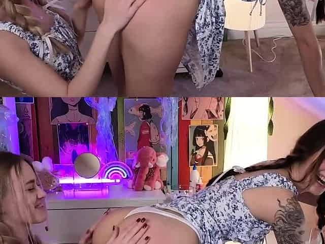 Hot amateur blonde teens fingers her ass on free chat