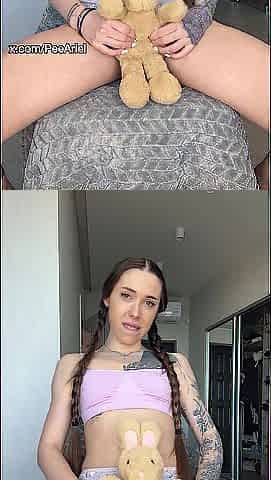 POV cunt humping and peeing on my plushie toy