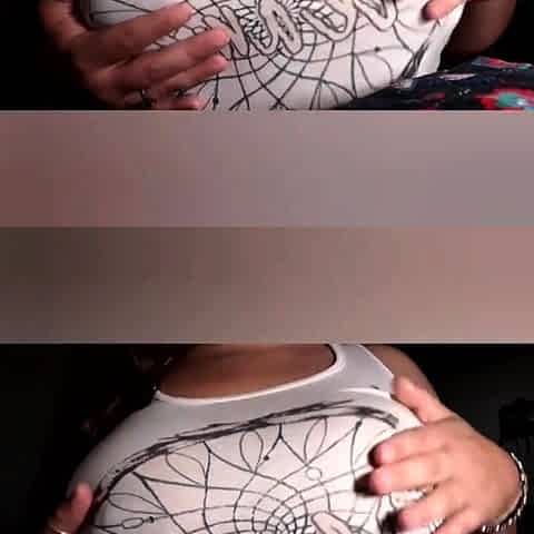 Big-Tit Tattooed Brunette MILF Orgasms on Webcam Solo
