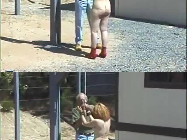 Curvy Redhead MILF Stripped, Tied, and Whipped Outdoors