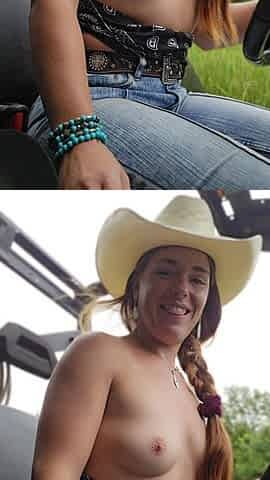Driving Around My Farm Topless!