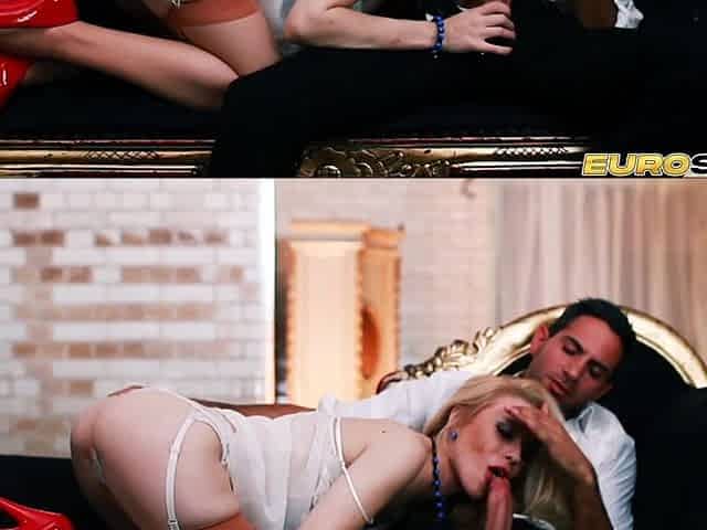 Bewitching Blonde Michelle Destroys Two Cocks
