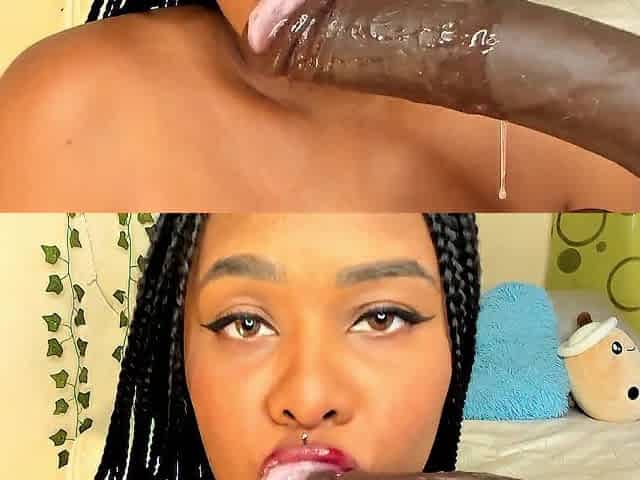black gal likes sucking large dongs......