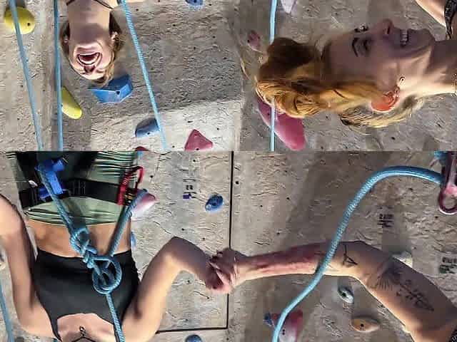 Hot Emo Climber Cuties Flashing Their Natural Boobs at the Climbing Gym