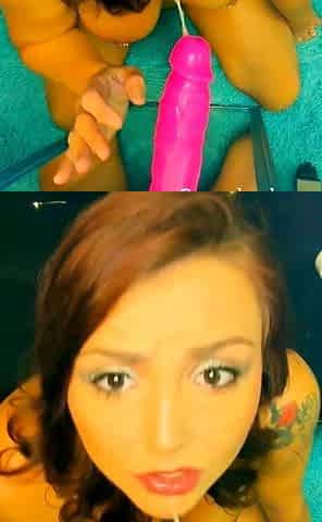 Beautiful redhead uses toy to masturbate