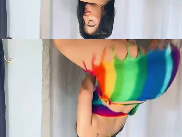 Hawt brunette hair TWERK with WET LARGE BOOTY