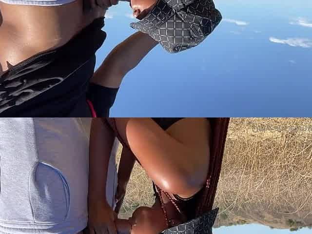 Passionate redhead enjoys sensual outdoor pleasures with lover