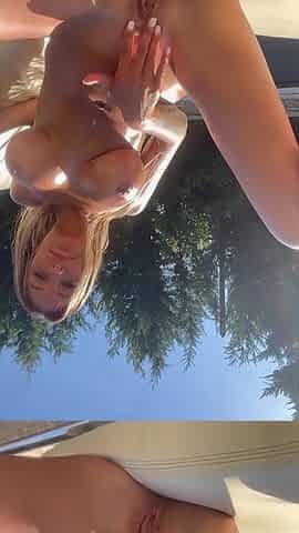 Monika Fox Masturbates, Squirts & Saliva Naked by the Pool