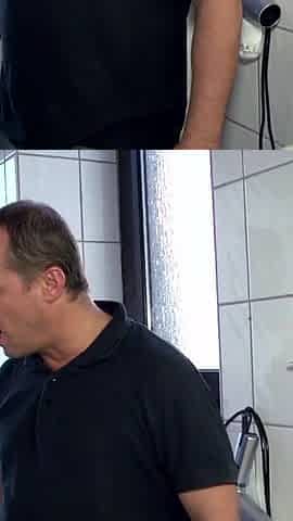 Big round ass brunette fucked hard in the bathroom