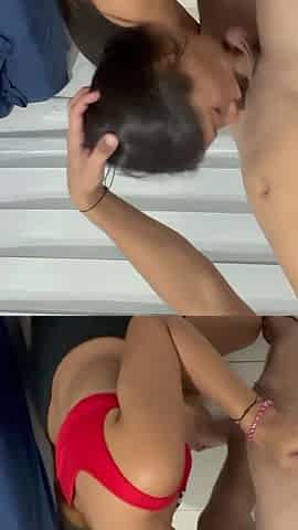 My Friend's Stepson Fucks Me in the Kitchen and Gives Me Milk on My Tits