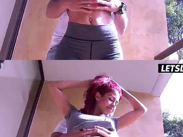 Large Tit Latin chick on All Fours... That guy Yanks Her Brassiere Down From Behind