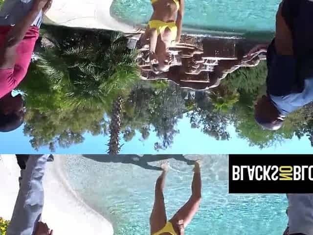 Hawt Blond Caught Tanning in the Pool!