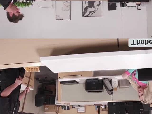 Aubrey Kate is alone in her office after hours, seemingly expecting for anybody. When the janitor