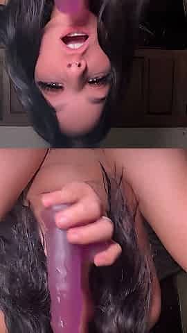 Emo Romanian Whore makes a creamy mess after banging herself