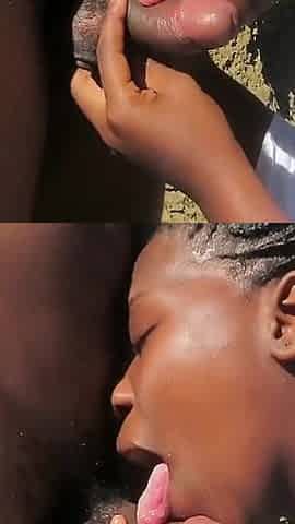 Ebony Teen Giving a Blowjob in Public