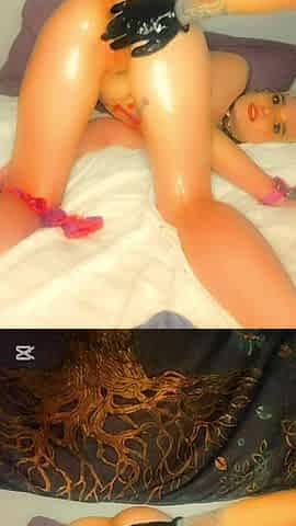 Slut with Fat Ass Being Oiled up & Fingerfucked From Behind