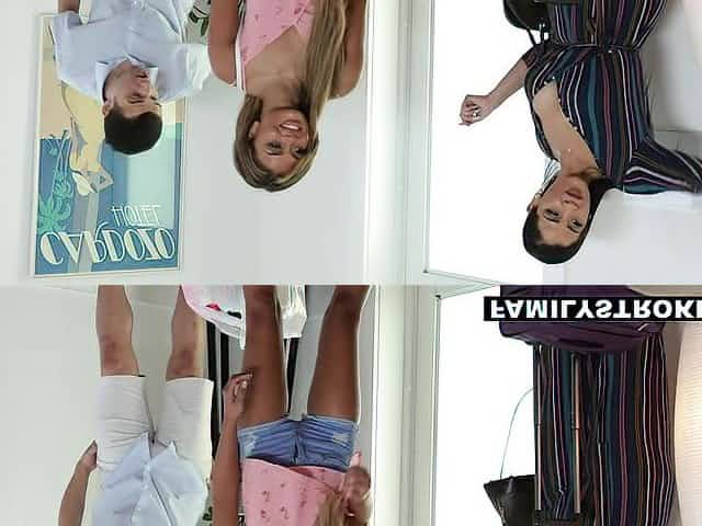 Gold digger mommy Miss Raquel watches how stepson fucks her daughter