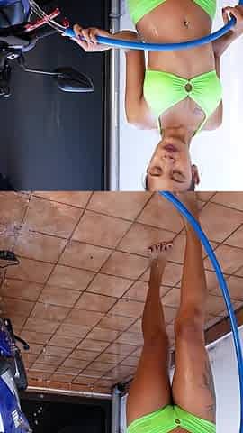 Hot Asian Teen Motorcycle Wash Nympho Creampie